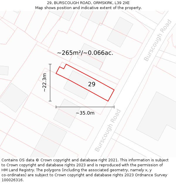 29, BURSCOUGH ROAD, ORMSKIRK, L39 2XE: Plot and title map