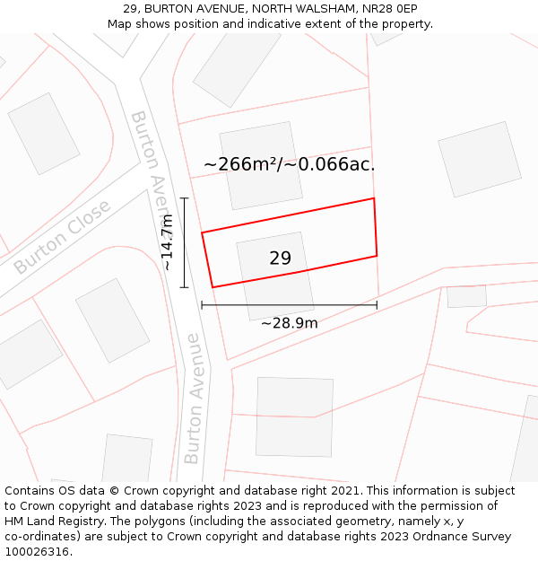 29, BURTON AVENUE, NORTH WALSHAM, NR28 0EP: Plot and title map