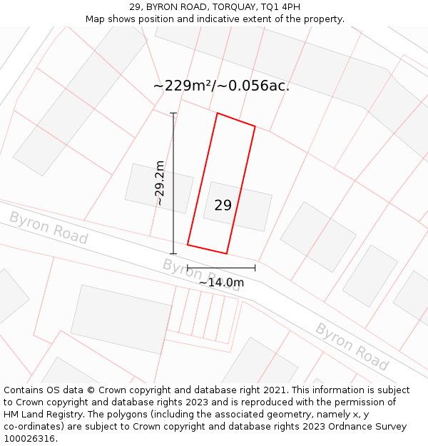 29, BYRON ROAD, TORQUAY, TQ1 4PH: Plot and title map