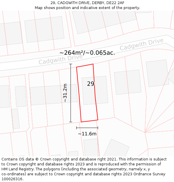 29, CADGWITH DRIVE, DERBY, DE22 2AF: Plot and title map