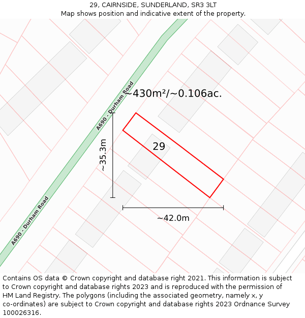 29, CAIRNSIDE, SUNDERLAND, SR3 3LT: Plot and title map