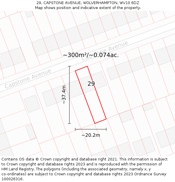 29, CAPSTONE AVENUE, WOLVERHAMPTON, WV10 6DZ: Plot and title map
