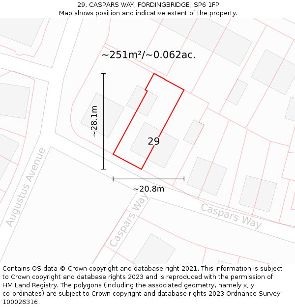 29, CASPARS WAY, FORDINGBRIDGE, SP6 1FP: Plot and title map