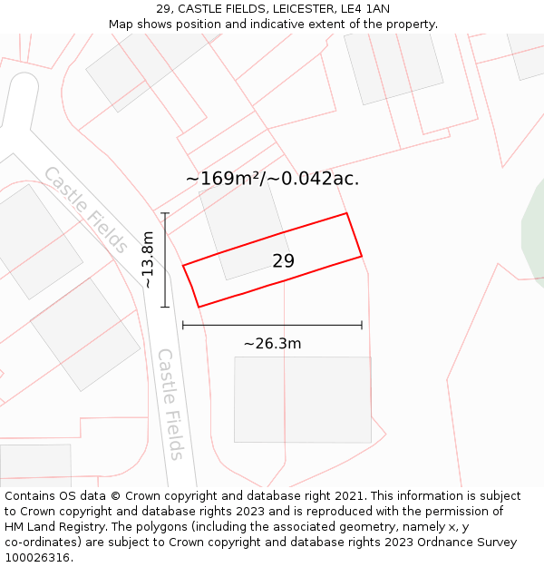 29, CASTLE FIELDS, LEICESTER, LE4 1AN: Plot and title map