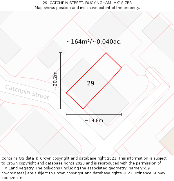 29, CATCHPIN STREET, BUCKINGHAM, MK18 7RR: Plot and title map
