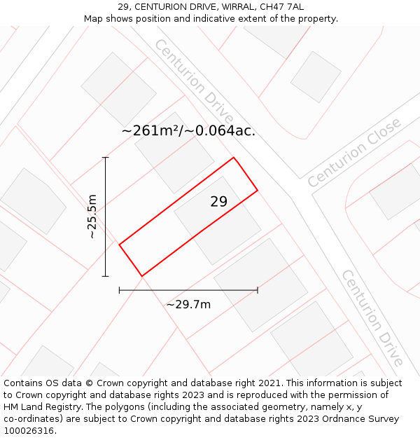 29, CENTURION DRIVE, WIRRAL, CH47 7AL: Plot and title map