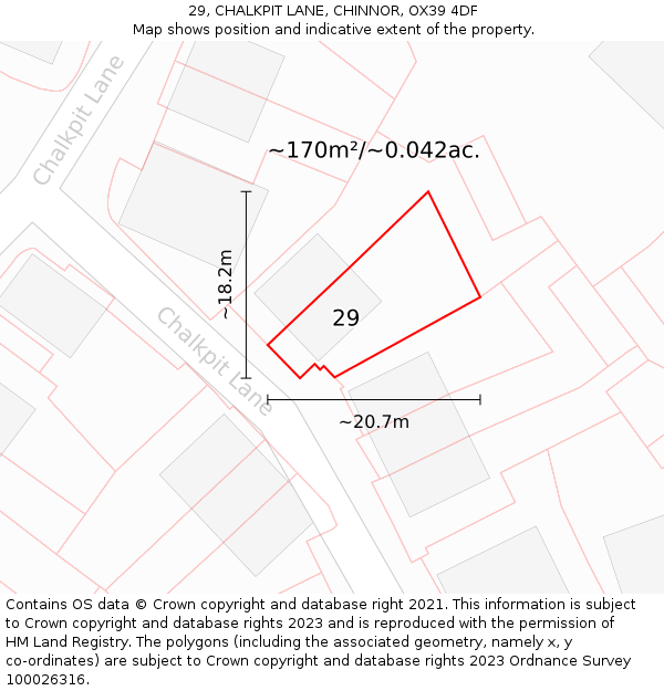 29, CHALKPIT LANE, CHINNOR, OX39 4DF: Plot and title map