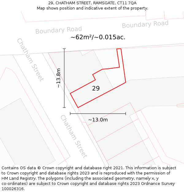 29, CHATHAM STREET, RAMSGATE, CT11 7QA: Plot and title map