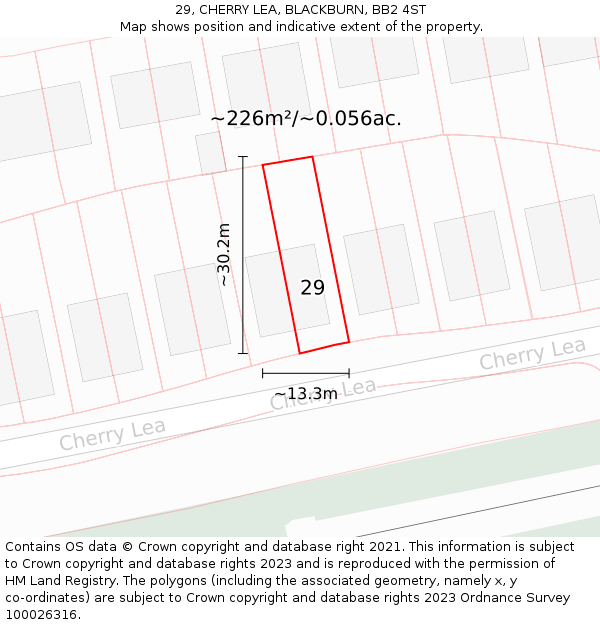 29, CHERRY LEA, BLACKBURN, BB2 4ST: Plot and title map