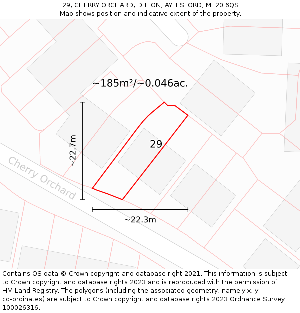 29, CHERRY ORCHARD, DITTON, AYLESFORD, ME20 6QS: Plot and title map
