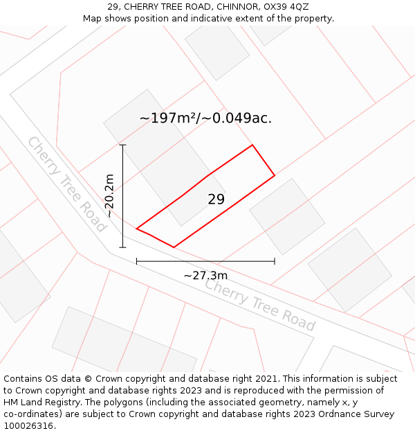 29, CHERRY TREE ROAD, CHINNOR, OX39 4QZ: Plot and title map