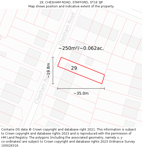 29, CHESHAM ROAD, STAFFORD, ST16 3JP: Plot and title map