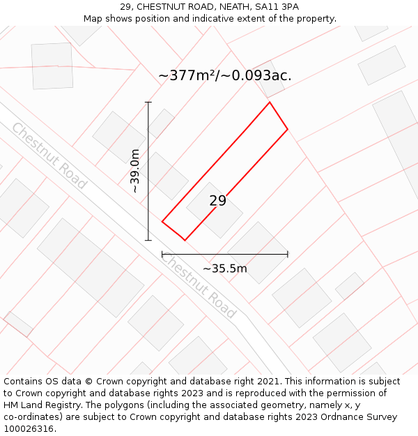 29, CHESTNUT ROAD, NEATH, SA11 3PA: Plot and title map