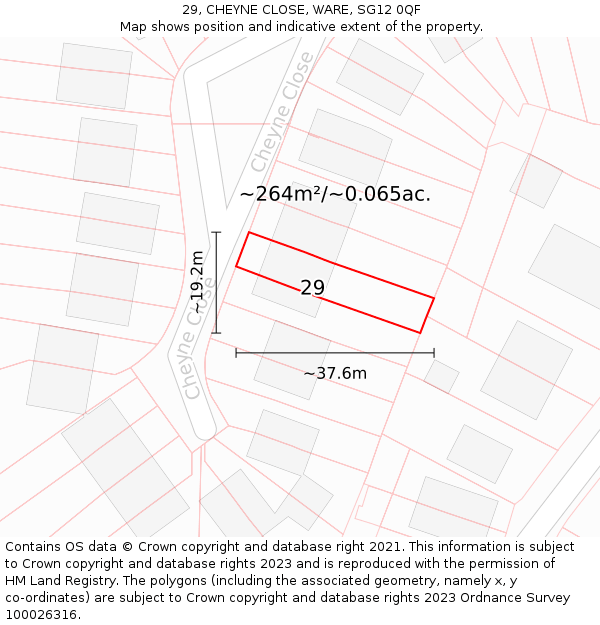 29, CHEYNE CLOSE, WARE, SG12 0QF: Plot and title map