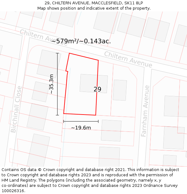 29, CHILTERN AVENUE, MACCLESFIELD, SK11 8LP: Plot and title map