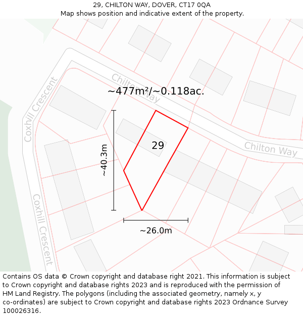 29, CHILTON WAY, DOVER, CT17 0QA: Plot and title map