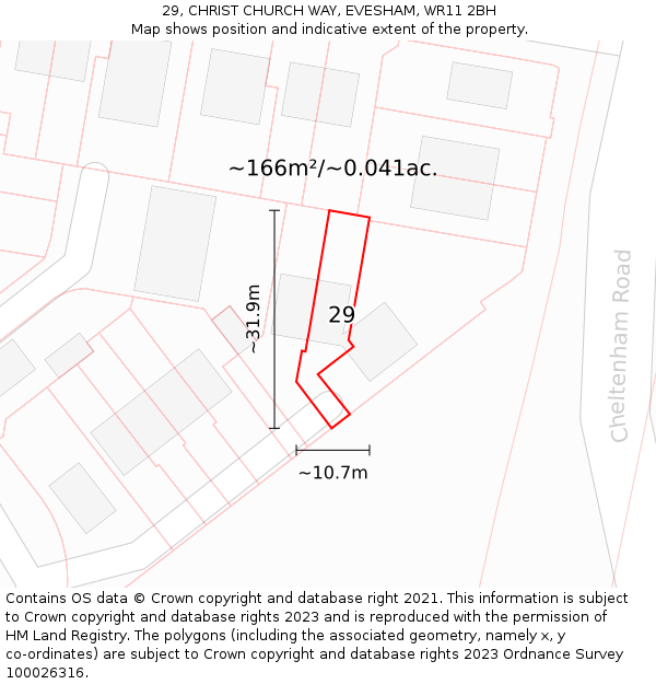 29, CHRIST CHURCH WAY, EVESHAM, WR11 2BH: Plot and title map