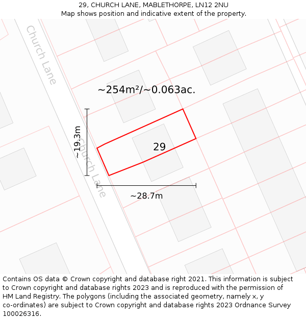 29, CHURCH LANE, MABLETHORPE, LN12 2NU: Plot and title map