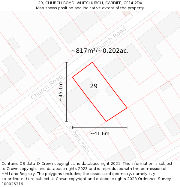 29, CHURCH ROAD, WHITCHURCH, CARDIFF, CF14 2DX: Plot and title map