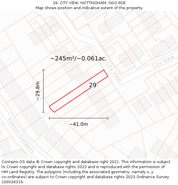 29, CITY VIEW, NOTTINGHAM, NG3 6DE: Plot and title map