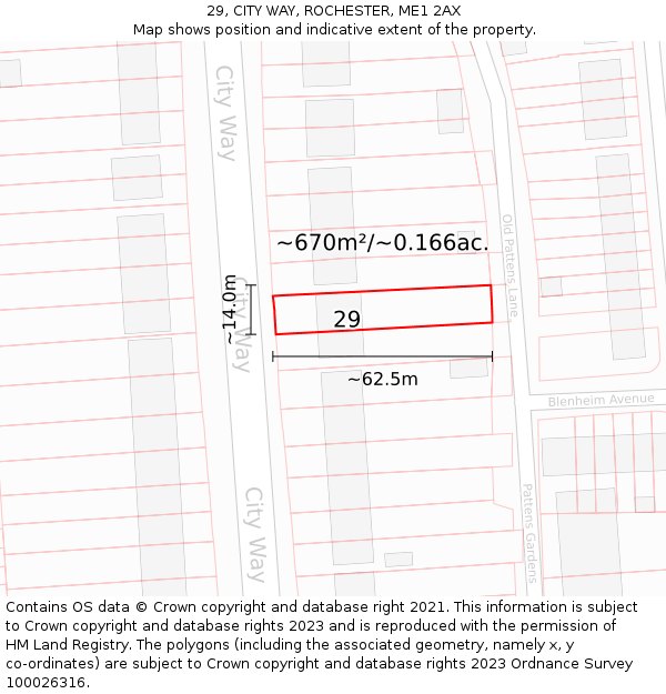 29, CITY WAY, ROCHESTER, ME1 2AX: Plot and title map