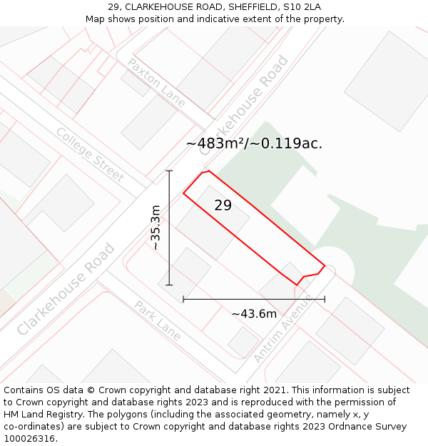 29, CLARKEHOUSE ROAD, SHEFFIELD, S10 2LA: Plot and title map