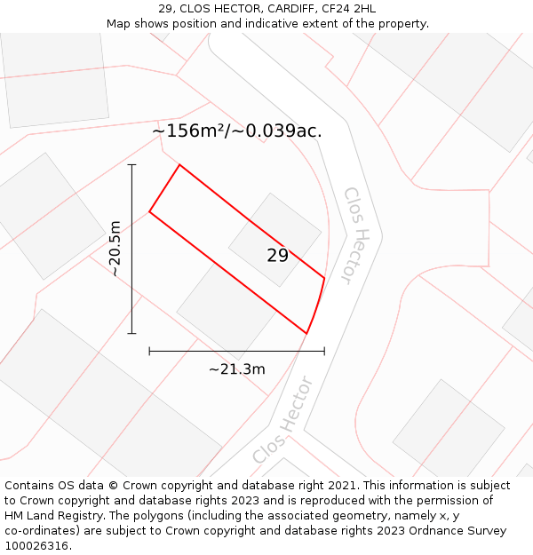 29, CLOS HECTOR, CARDIFF, CF24 2HL: Plot and title map