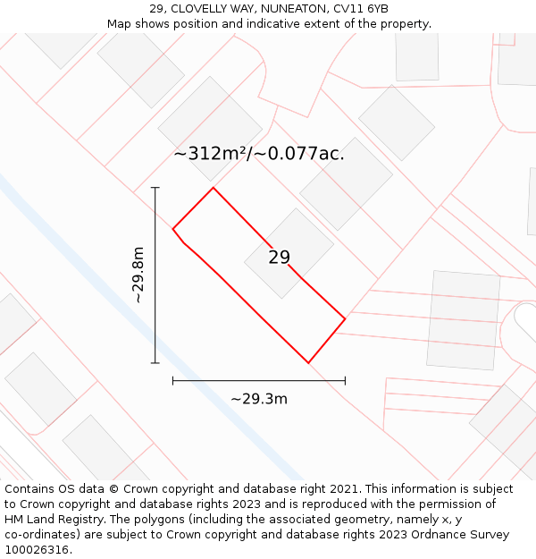 29, CLOVELLY WAY, NUNEATON, CV11 6YB: Plot and title map