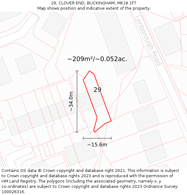 29, CLOVER END, BUCKINGHAM, MK18 1FT: Plot and title map