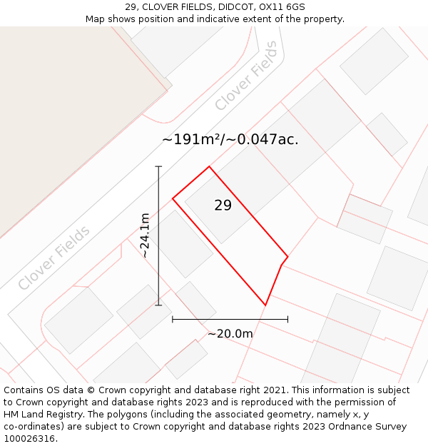 29, CLOVER FIELDS, DIDCOT, OX11 6GS: Plot and title map