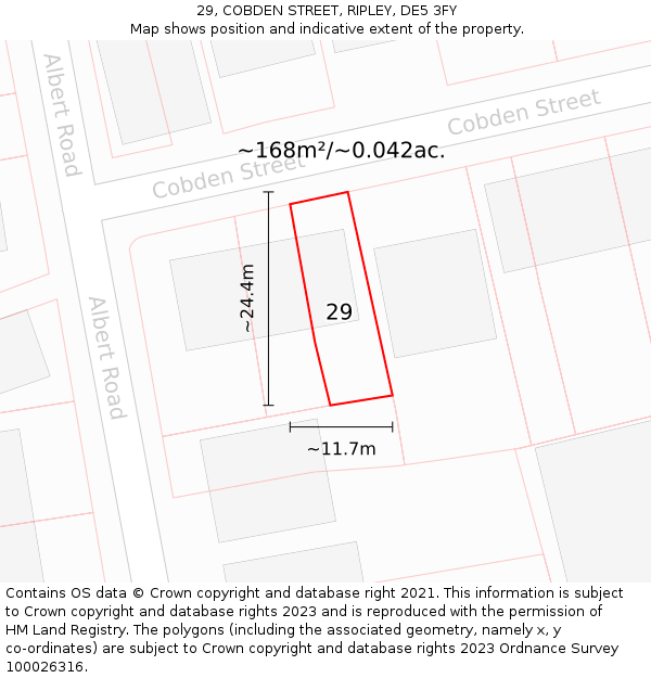 29, COBDEN STREET, RIPLEY, DE5 3FY: Plot and title map