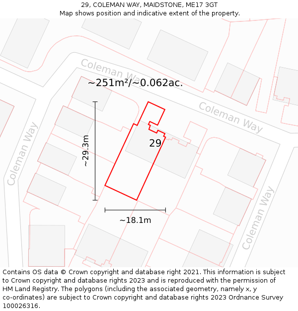 29, COLEMAN WAY, MAIDSTONE, ME17 3GT: Plot and title map