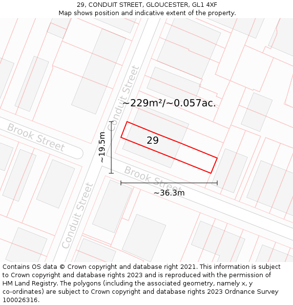 29, CONDUIT STREET, GLOUCESTER, GL1 4XF: Plot and title map