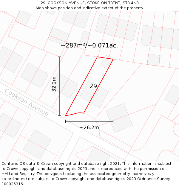 29, COOKSON AVENUE, STOKE-ON-TRENT, ST3 4NR: Plot and title map