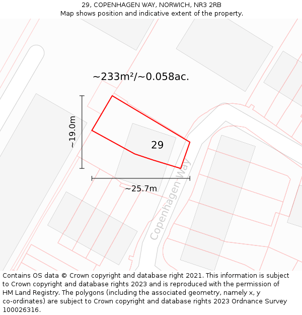 29, COPENHAGEN WAY, NORWICH, NR3 2RB: Plot and title map