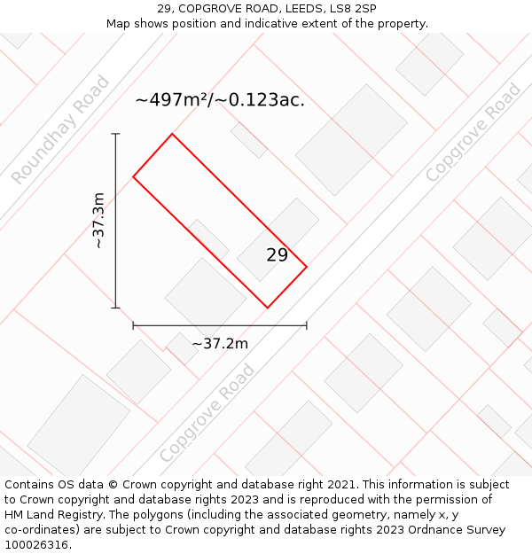 29, COPGROVE ROAD, LEEDS, LS8 2SP: Plot and title map