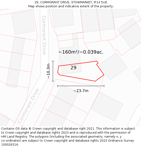29, CORMORANT DRIVE, STOWMARKET, IP14 5UE: Plot and title map