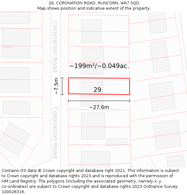 29, CORONATION ROAD, RUNCORN, WA7 5QD: Plot and title map