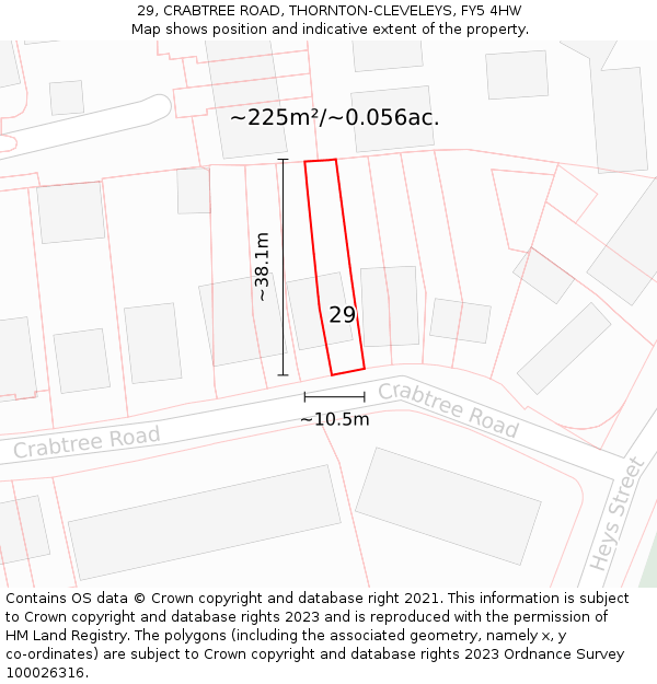 29, CRABTREE ROAD, THORNTON-CLEVELEYS, FY5 4HW: Plot and title map