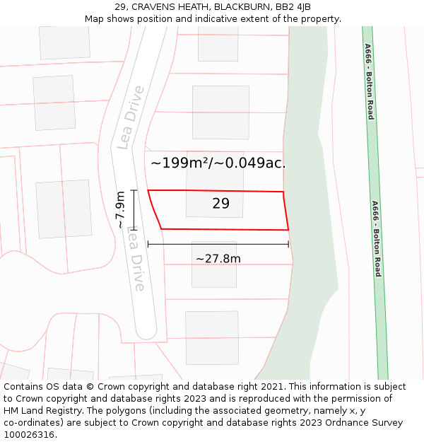 29, CRAVENS HEATH, BLACKBURN, BB2 4JB: Plot and title map