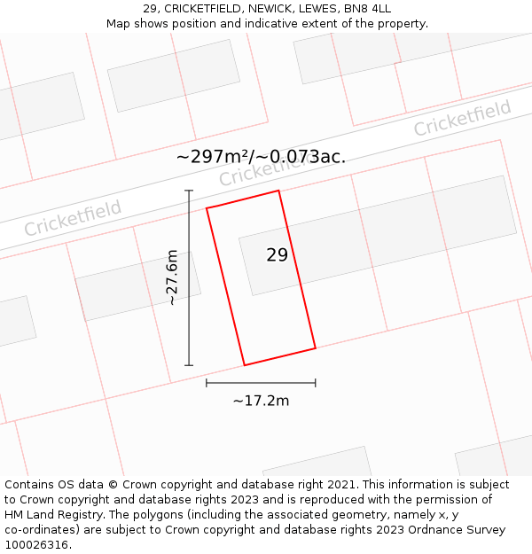 29, CRICKETFIELD, NEWICK, LEWES, BN8 4LL: Plot and title map