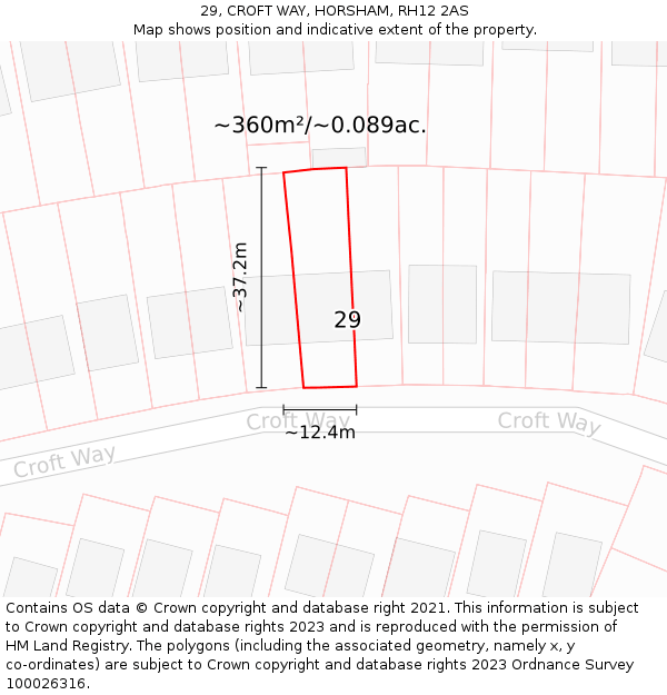 29, CROFT WAY, HORSHAM, RH12 2AS: Plot and title map