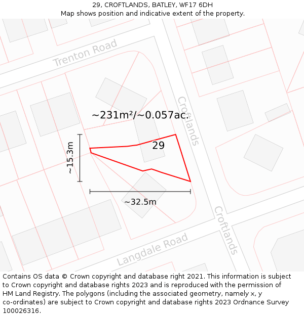 29, CROFTLANDS, BATLEY, WF17 6DH: Plot and title map