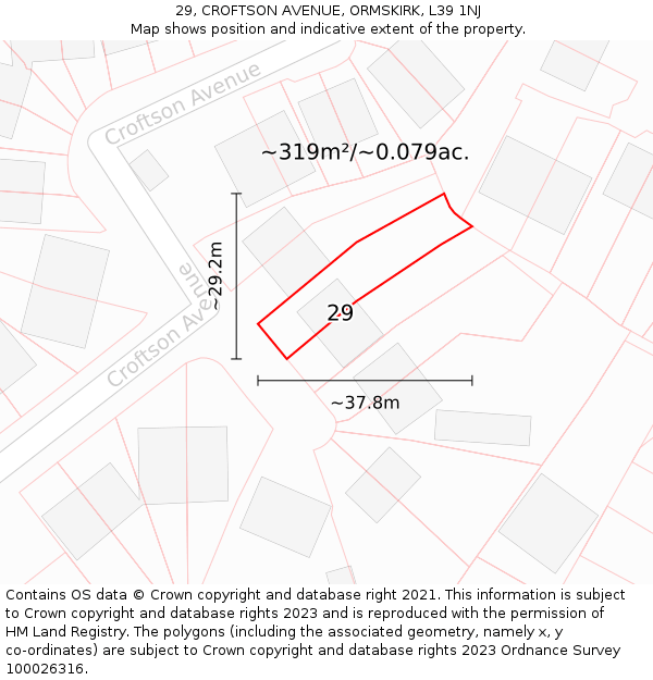 29, CROFTSON AVENUE, ORMSKIRK, L39 1NJ: Plot and title map