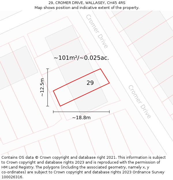 29, CROMER DRIVE, WALLASEY, CH45 4RS: Plot and title map