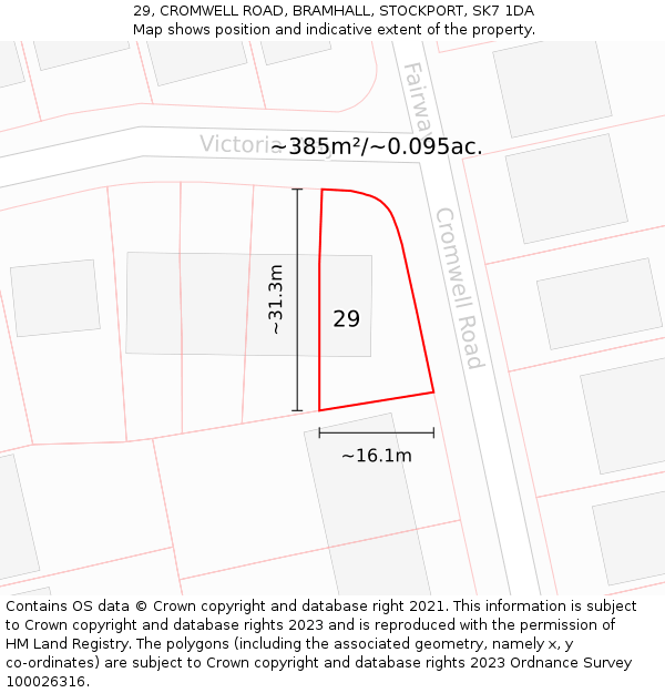 29, CROMWELL ROAD, BRAMHALL, STOCKPORT, SK7 1DA: Plot and title map