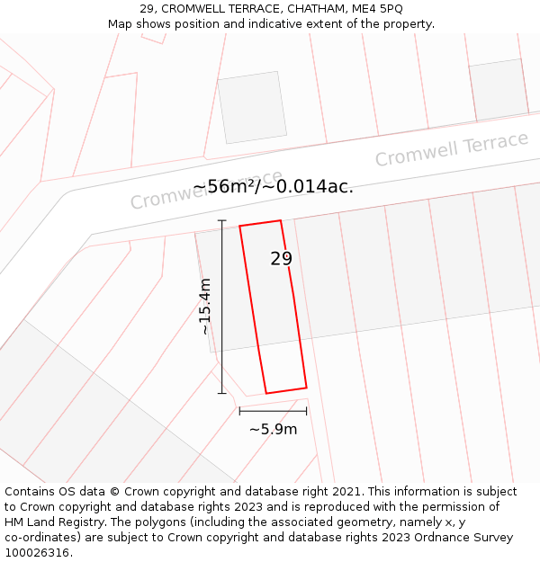29, CROMWELL TERRACE, CHATHAM, ME4 5PQ: Plot and title map