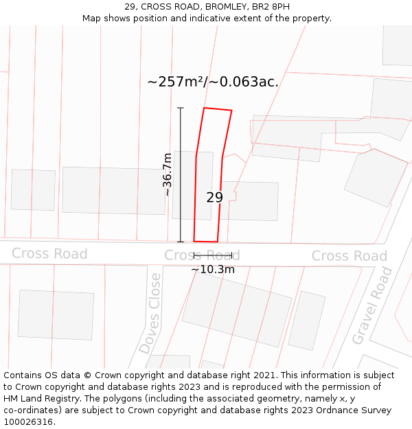 29, CROSS ROAD, BROMLEY, BR2 8PH: Plot and title map