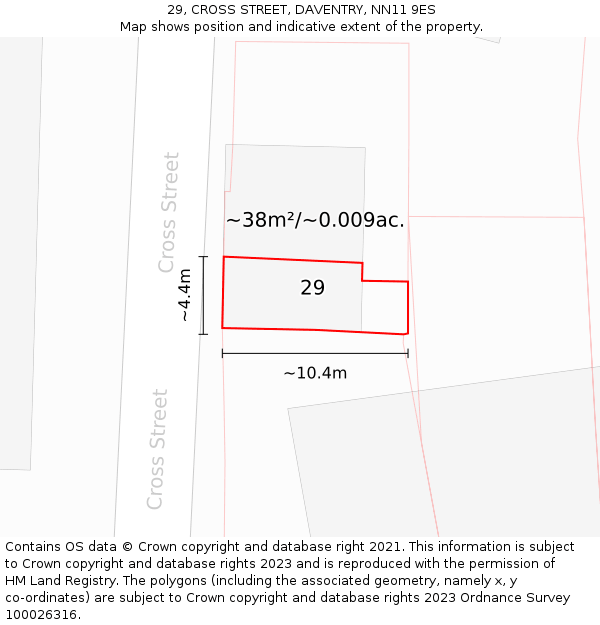 29, CROSS STREET, DAVENTRY, NN11 9ES: Plot and title map