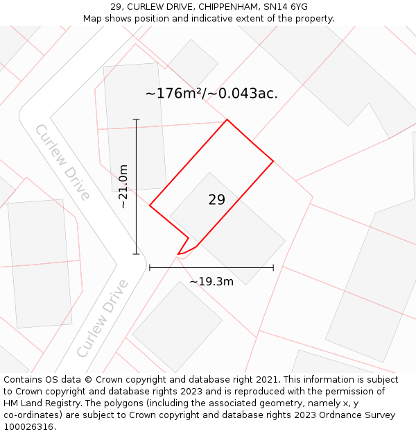 29, CURLEW DRIVE, CHIPPENHAM, SN14 6YG: Plot and title map